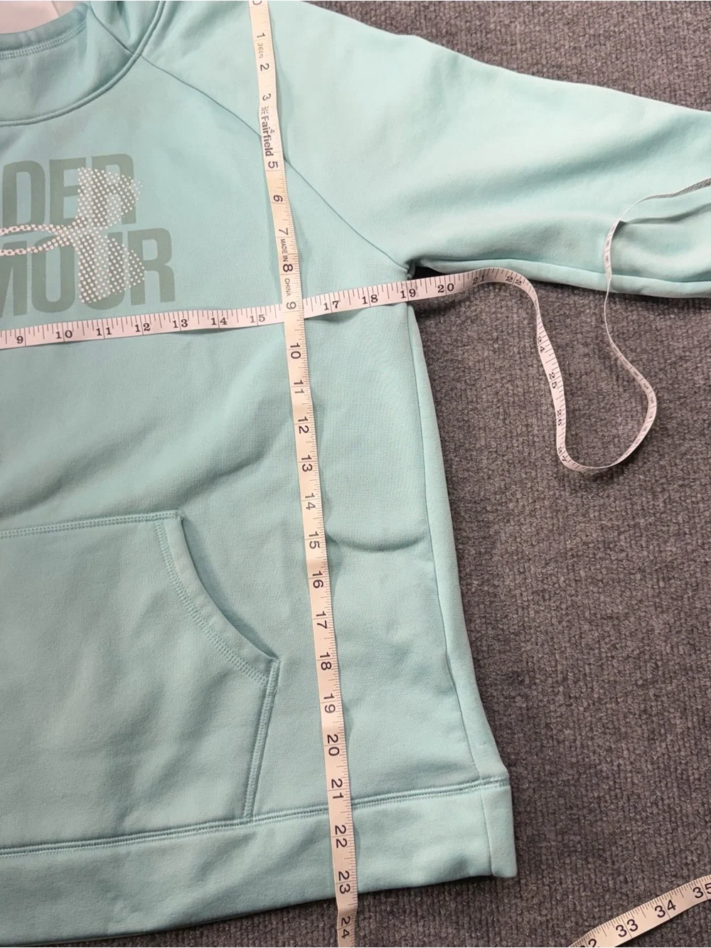 Under Armour Youth Mint Green Hoodie with Pink Logo